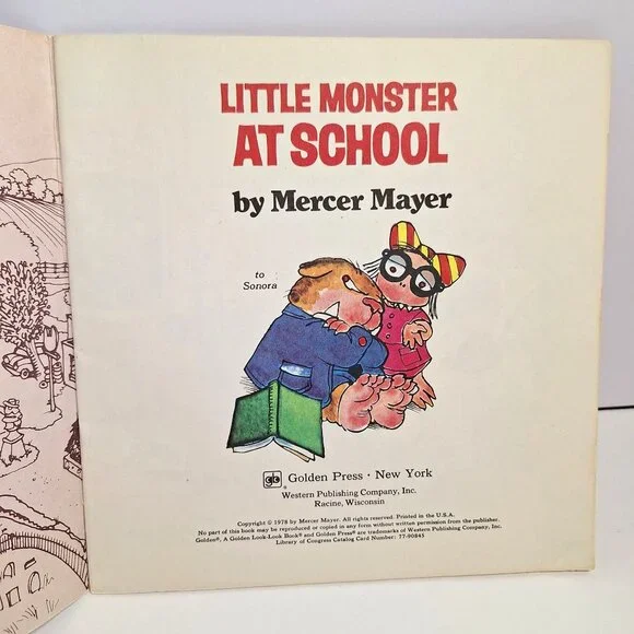 1978 Mercer Mayers Little Monster At School Vintage Paperback Golden Look Book - Picture 2 of 10